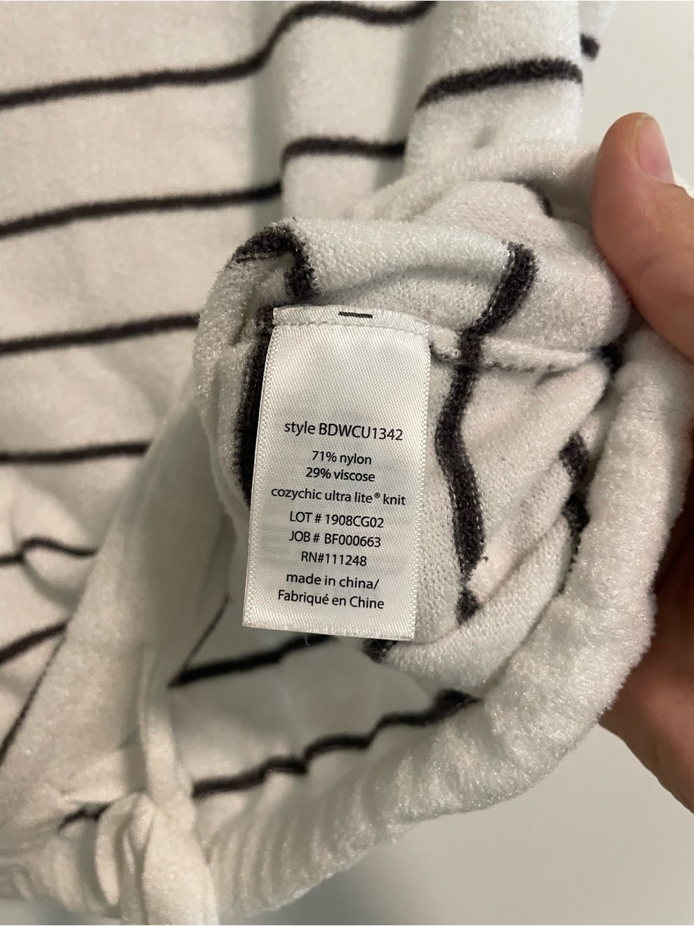 Barefoot Dreams Cozy Chic UltraLite XS Women’s Striped Drawstring Top - Picture 3 of 4